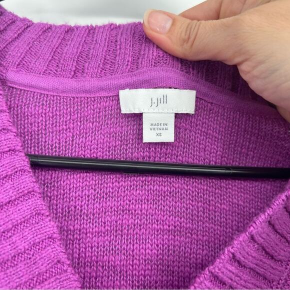 J. Jill 100% Cotton Purple V-Neck Sweater Size XS - Picture 4 of 7